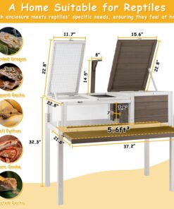 PETSCOSSET Tortoise Habitat Turtle Enclosure with Detachable Legs, Wooden Indoor Reptile Cage for Small Animals with Leakproof Tray - High Quality Product Image