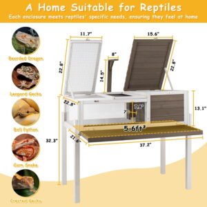 Alternative view of PETSCOSSET Tortoise Habitat Turtle Enclosure with Detachable Legs, Wooden Indoor Reptile Cage for Small Animals with Leakproof Tray
