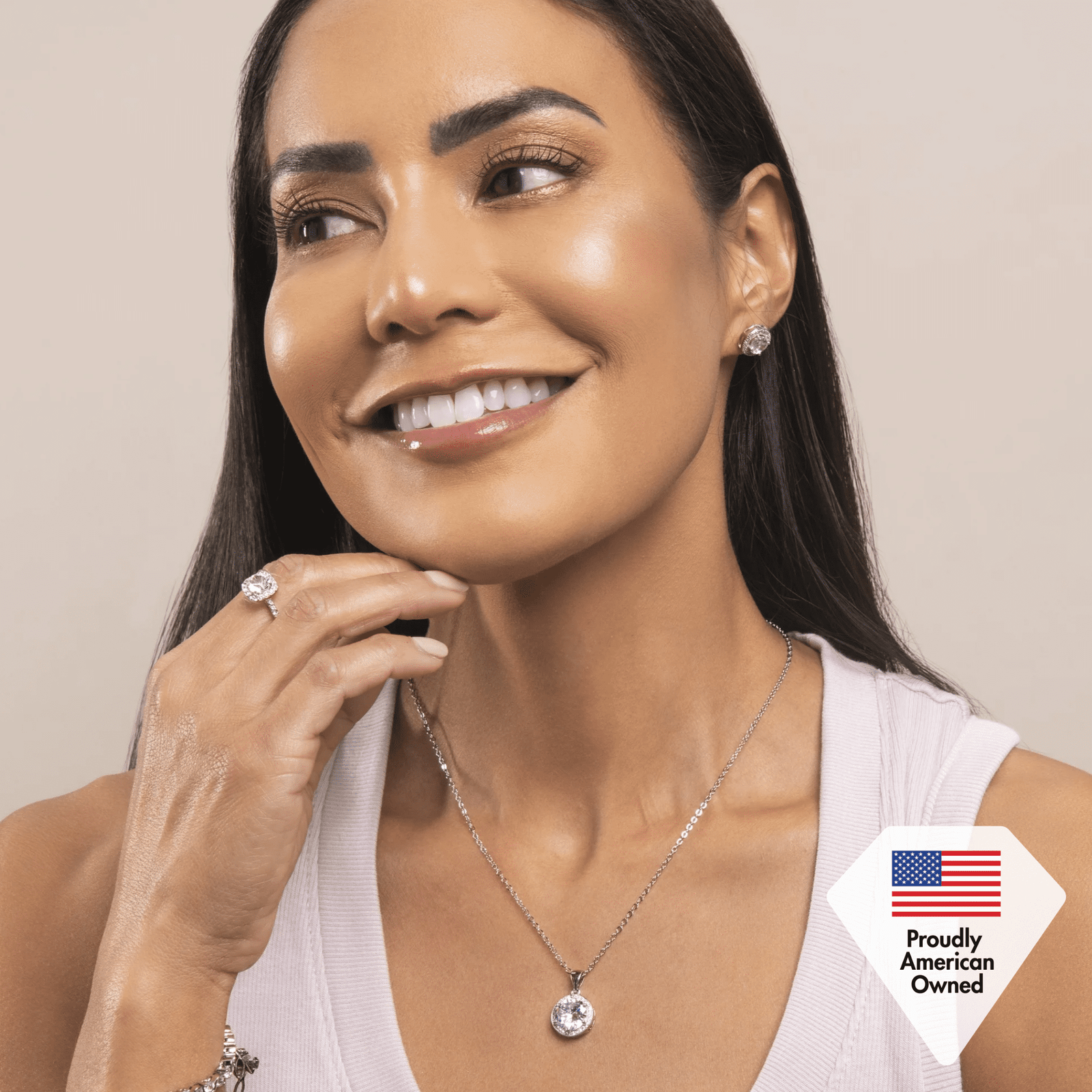 Cate & Chloe Ariel 18k White Gold Plated Halo Jewelry Set with Simulated Diamonds Gift for Women - Image 6