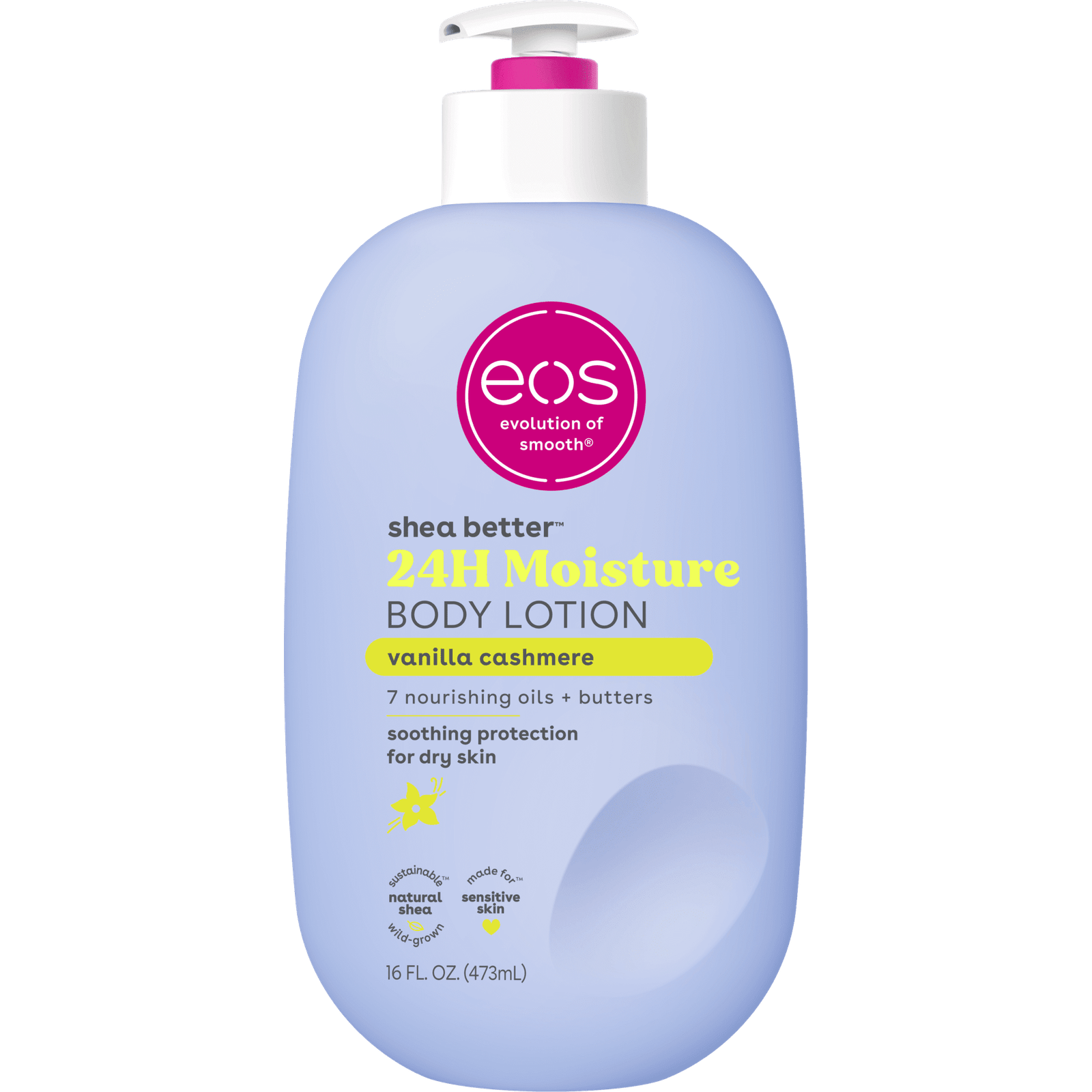 eos Shea Better 24H Moisture Body Lotion, Vanilla Cashmere, for Dry Skin, 16 fl oz