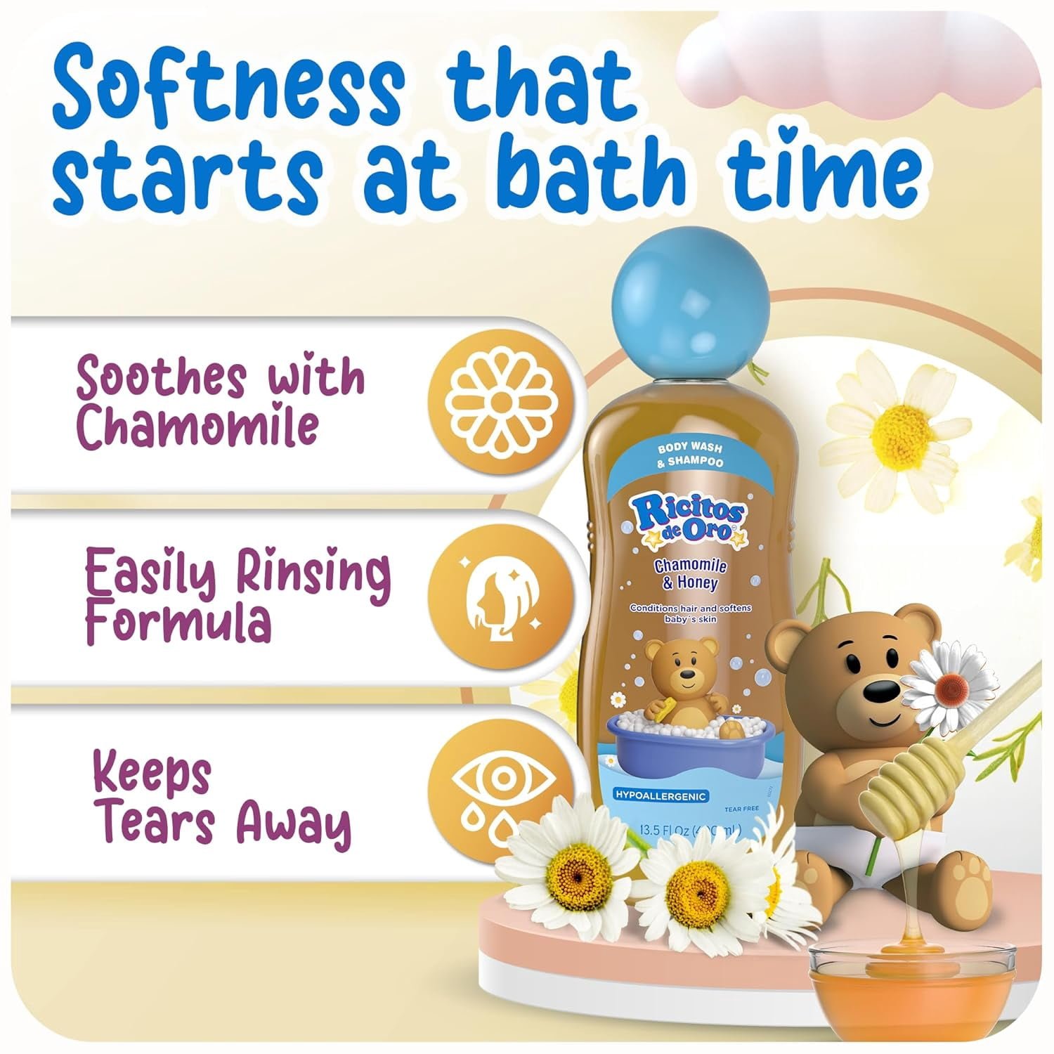 Ricitos De Oro 2 in 1 Baby Hair and Body Wash Shampoo, 13.5 fl oz - Image 7