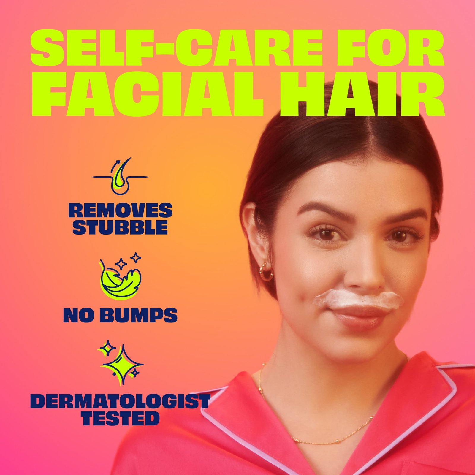 Nair Hair Remover Face Cream, Moisturizing Formula Hair Removal with Sweet Almond Oil, 2 oz - High Quality Product Image