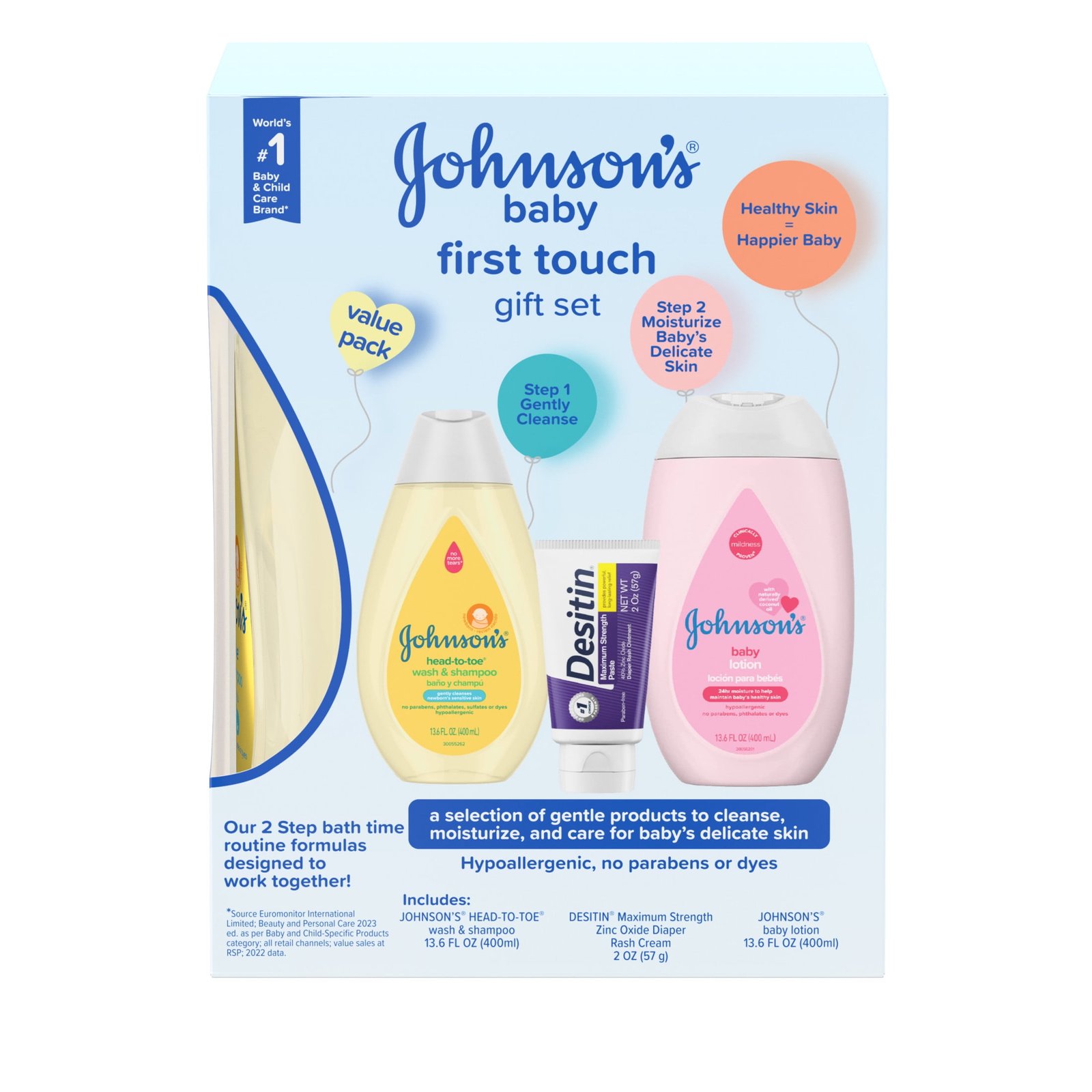 Johnson's First Touch Gift Set Baby Bath & Skin Care Products, 3 Items - Image 3