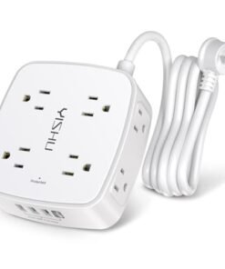 Alternative view of 6 Ft Surge Protector Power Strip - 8 Widely Outlets with 4 USB Ports, 3 Side Outlet Extender with 6 Feet Extension Cord, Flat Plug, Wall Mount, Des...