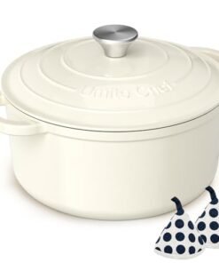 Alternative view of Enameled Cast Iron Dutch Oven - Umite Chef 5QT Pot with Lid & Cotton Potholders - Heavy-Duty Cookware for Bread Baking, Braising, Stews, Roasting(C...
