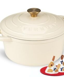 Alternative view of Overmont Enameled Cast Iron Dutch Oven - 5.5QT Pot with Lid Cookbook & Cotton Potholders - Heavy-Duty Cookware for Braising, Stews, Roasting, Bread...