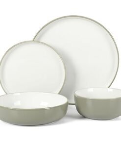 Alternative view of Sur La Table Kitchen Essentials 16 Piece Two-Tone Porcelain Chip and Scratch Resistant Dinnerware Plates and Bowls Set - Grey/White