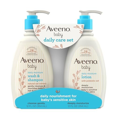 Aveeno Baby Daily Care Gift Set with Oat Extract & Prebiotic Oat, Contains Daily Moisturizing Body Lotion & Gentle 2-in-1 Baby Bath Wash & Shampoo,... - Image 7