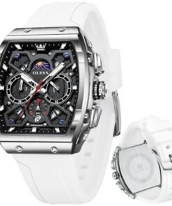 Alternative view of OLEVS Mens Watches Stylish Chronograph Waterproof Luminous Silicon Strap Multifunction Watches for Men Business White Men Wrist Watch