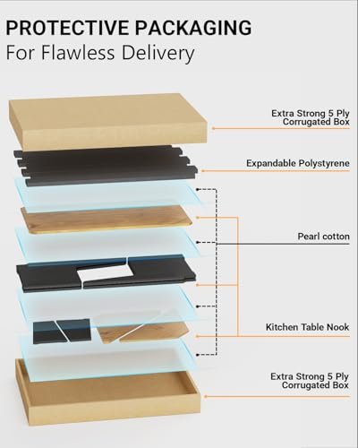 Breakfast Nook Table Set - Corner Kitchen Dining Table Set for 4-6 People, Solid Pine Wood Modern Farmhouse Dining Room Set with L-Shaped Bench, Sp... - Image 7