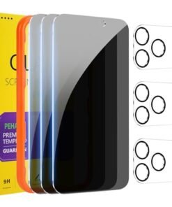 Alternative view of PEHAEL 3+3 Pack for iPhone 17 Pro Max Privacy Screen Protector with Camera Lens Protector Full Coverage Anti-Spy Tempered Glass Film 9H Hardness Ea...