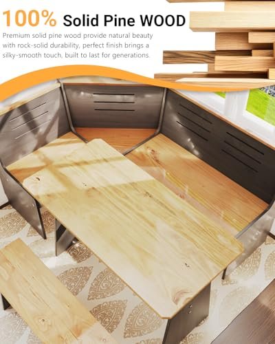 Breakfast Nook Table Set - Corner Kitchen Dining Table Set for 4-6 People, Solid Pine Wood Modern Farmhouse Dining Room Set with L-Shaped Bench, Sp... - Image 5