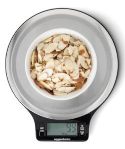 Alternative view of Amazon Basics Digital Kitchen Scale with LCD Display, Tare Function, Multiple Units, Weighs up to 11 Pounds, Batteries Included, Black and Stainles...