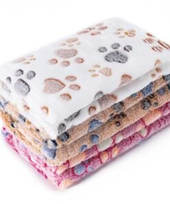 Alternative view of 1 Pack 3 Blankets Super Soft Fluffy Premium Fleece Pet Blanket Flannel Paw Printed Throw for Dog Puppy Cat (Small 23x16'', Brown, Pink, White)