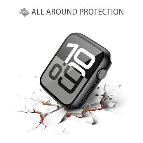 Misxi 2 Pack Tempered Glass Case Compatible for Apple Watch Series 11 (2025) Series 10 46mm, Screen Protector Cover for iWatch, Black - Image 5