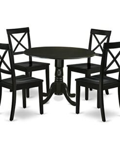 Alternative view of East West Furniture DLBO5-BLK-W 5 Piece Dinette Set for 4 Includes a Round Dining Room Table with Dropleaf and 4 Kitchen Dining Chairs, 42x42 Inch,...