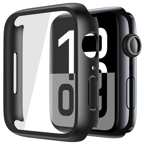 Misxi 2 Pack Tempered Glass Case Compatible for Apple Watch Series 11 (2025) Series 10 46mm, Screen Protector Cover for iWatch, Black - Image 2
