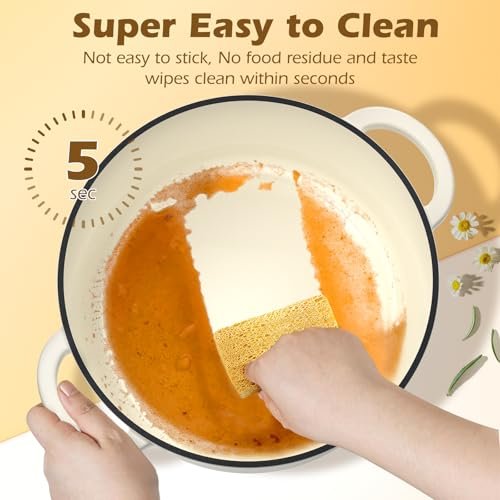 Enameled Cast Iron Dutch Oven - Umite Chef 5QT Pot with Lid & Cotton Potholders - Heavy-Duty Cookware for Bread Baking, Braising, Stews, Roasting(C... - Image 5