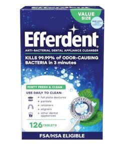 Alternative view of Efferdent Denture Cleaner Tablets – Dental Appliances, Aligners, Mouth Guard, and Retainer Cleaner Tablets, Minty Fresh & Clean, 126 Count