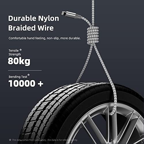 iPhone Charger 3 Pack 10 ft Apple MFi Certified Lightning Nylon Braided Cable Fast Charging Cord Compatible with iPhone 13 12 11 Pro Max XR XS X 8 ... - Image 7