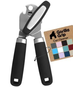 GORILLA GRIP Heavy Duty Stainless Steel Smooth Edge Manual Can Opener and Bottle Openers, Soft Comfortable Handle, Oversized Handheld Turn Knob, US...