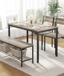 Alternative view of DUMOS Dining Table, Dining Table Set for 4 with Bench, Easy to Assemble Kitchen Table, Space-Saving Ideal 4-Person Set for Dining Room Kitchen Apar...