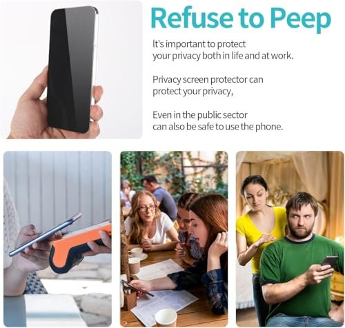 PEHAEL 3+3 Pack for iPhone 17 Pro Max Privacy Screen Protector with Camera Lens Protector Full Coverage Anti-Spy Tempered Glass Film 9H Hardness Ea... - Image 8