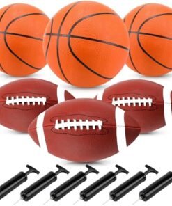 Alternative view of 6 Pack Sport Balls Set with Pumps Official Size Footballs and Basketballs Bulk for Training and Practice Indoor Outdoor Use for Youth Adults Sport ...