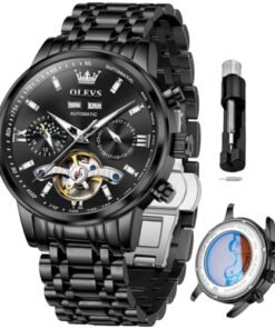 Alternative view of OLEVS Automatic Watches for Men Luxury Skeleton Multi-Function Mechanical Watch Self Winding Date Waterproof Luminous Mens Watch