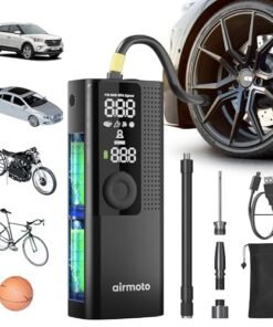 Alternative view of Airmoto Tire Inflator Portable Air Compressor - Air Pump for Car Tires with Digital Pressure Gauge, LED Light and Auto Shut-Off Function - Cordless...