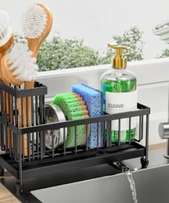 Alternative view of Cisily Sponge Holder for Kitchen Sink, Sink Caddy Organizer with High Brush Holder, Kitchen Countertop Organizers and Storage Essentials, Rustproof...