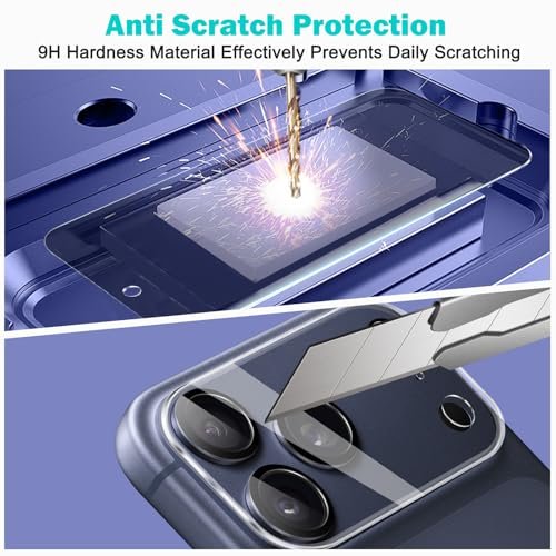 PEHAEL 3+3 Pack for iPhone 17 Pro Max Privacy Screen Protector with Camera Lens Protector Full Coverage Anti-Spy Tempered Glass Film 9H Hardness Ea... - Image 7