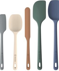 5 Pieces Silicone Spatula Set, Food Grade Rubber Spatula, Upgrade Strong Handle with Ergonomic Grip, Heat Resistant Up to 600°F for Nonstick Cookwa...