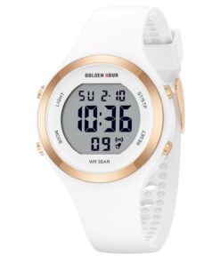 GOLDEN HOUR Waterproof Sport Women's Digital Chronograph Silicone Strap Watch