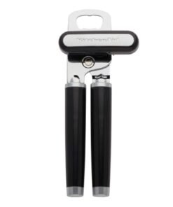 KitchenAid Classic Multifunction Can Opener and Bottle Opener Easy to Use, Razor Sharp Stainless Steel Cutting Wheel, Soft Ergonomic Handles, Black