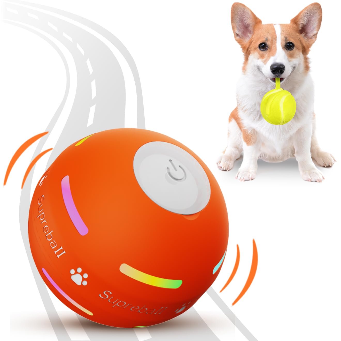 PetDroid Interactive Dog Toys Dog Ball, [Newly Upgraded] Durable Motion Activated Automatic Rolling Ball Toys for/Small/Medium/Large Dogs,USB Recha…