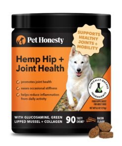 Hemp Hip & Joint Supplement for Dogs - Hemp Oil & Powder - Glucosamine Chondroitin for Dogs, Turmeric, MSM, Green-Lipped Mussel, Supports Mobility,...