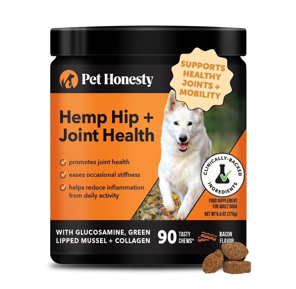 Hemp Hip & Joint Supplement for Dogs – Hemp Oil & Powder – Glucosamine Chondroitin for Dogs, Turmeric, MSM, Green-Lipped Mussel, Supports Mobility,…