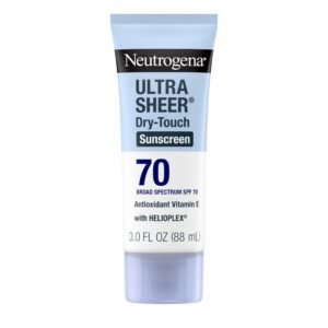 Neutrogena Ultra Sheer Dry-Touch Sunscreen Lotion SPF 70, Broad Spectrum, Water Resistant 80 Min, Oil-Free, Oxybenzone-Free, Non-Comedogenic, Matte...