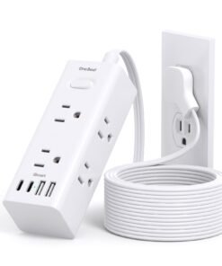 One Beat 10Ft Extension Cord with Multiple Outlets,Flat Plug Power Strip Surge Protector with 10 Ft Long Cord,6 Outlet 4 USB Ports (2USB C),Multi O...