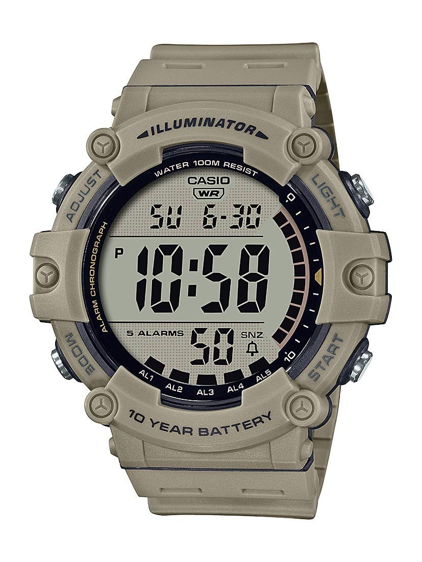 Casio Illuminator AE1500WH Series | 10-Year Battery | LED Backlight | 5-Alarms | 1/100 Sec Stopwatch | Men’s Digital Watch