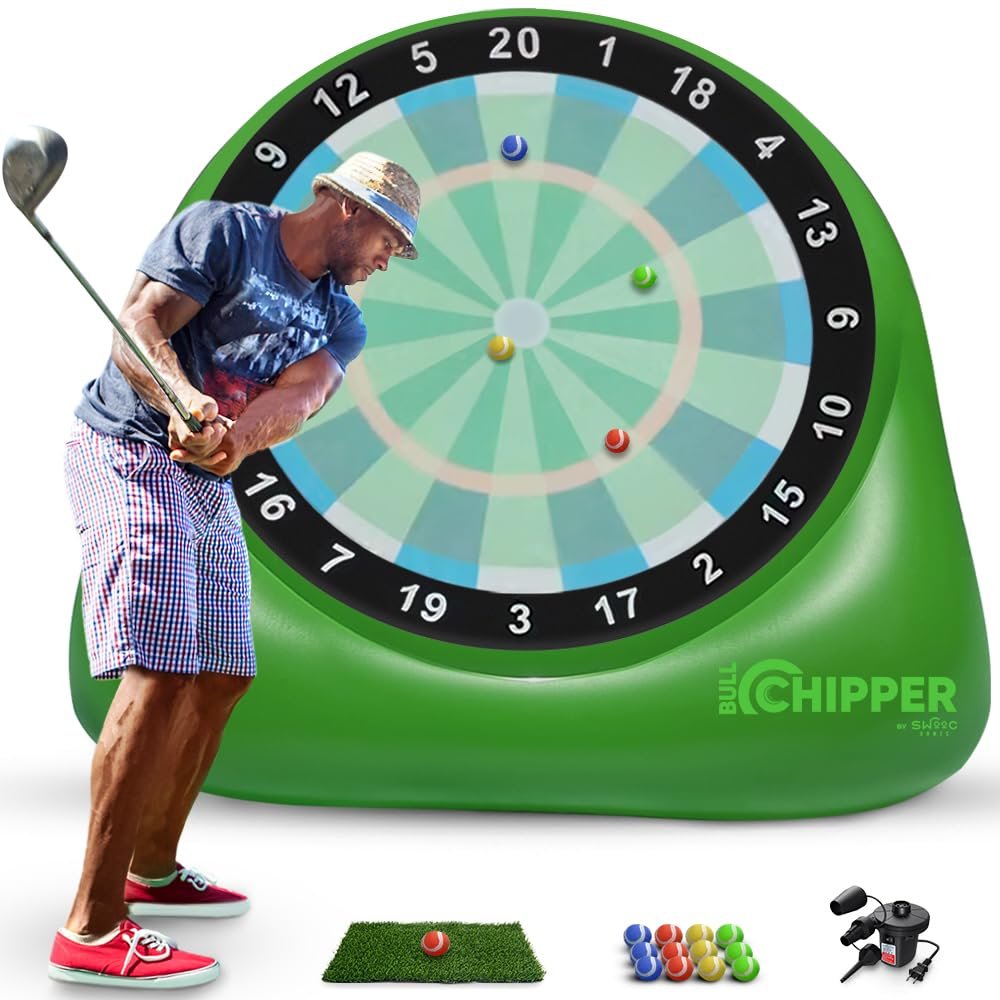 SWOOC Games® – Bull Chipper™ | Giant Golf Darts (Over 6ft Tall) w/ 10+ Golf Games | Backyard Game with Air Pump | Yard Game for Adults | Giant Outd…
