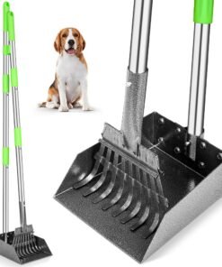 TOOGE Pooper Scooper, Dog Pooper Scooper Long Handle Stainless Metal Tray and Rake for Medium Small Dogs Heavy Duty Pet Supplies to Use for Grass, ...