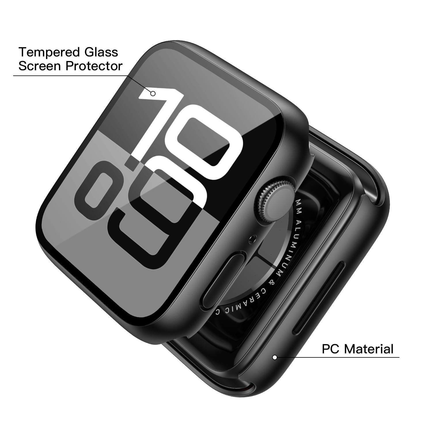 Misxi 2 Pack Tempered Glass Case Compatible for Apple Watch Series 11 (2025) Series 10 46mm, Screen Protector Cover for iWatch, Black - Image 9