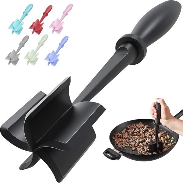 Meat Chopper, Hamburger Grinder, Premium Heat Resistant Smasher for Ground Beef, Burger Grinder Nylon Potato Mix Tool, Meat & Poultry Tenderizers-B…