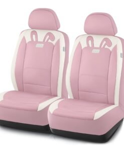 PIC AUTO Car Seat Covers, Cute Rabbit Premium Pink Leather Seat Covers, Universal Fit Front Seat Covers for Cars, Trucks, SUVs, Soft & Wear-Resista...