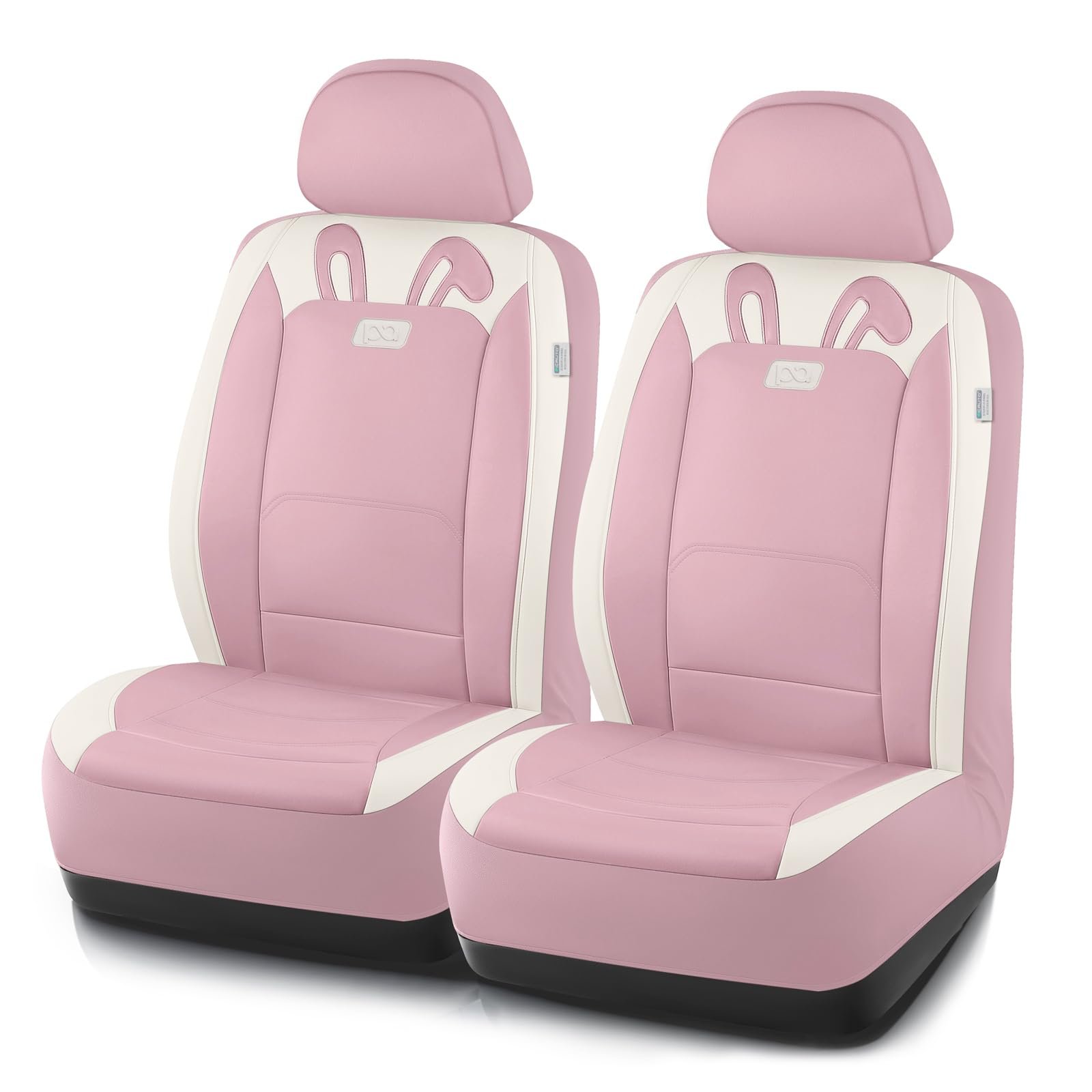 PIC AUTO Car Seat Covers, Cute Rabbit Premium Pink Leather Seat Covers, Universal Fit Front Seat Covers for Cars, Trucks, SUVs, Soft & Wear-Resista…