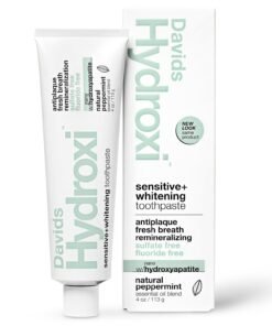 Davids Hydroxi Fluoride Free Nano Hydroxyapatite Toothpaste for Remineralizing, Sensitive Support, Whitening, Antiplaque, SLS Free, Natural Pepperm...