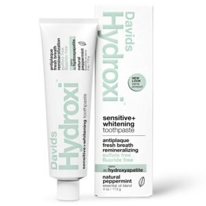 Davids Hydroxi Fluoride Free Nano Hydroxyapatite Toothpaste for Remineralizing, Sensitive Support, Whitening, Antiplaque, SLS Free, Natural Pepperm...