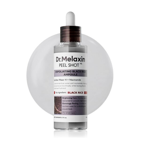 Dr.Melaxin Peel Shot Glow Black Rice Peeling Ampoule 80ml, Dead Skin Remover Gentle Exfoliating with Rice Water Extract, AHA BHA, Niacinamide, Dail…